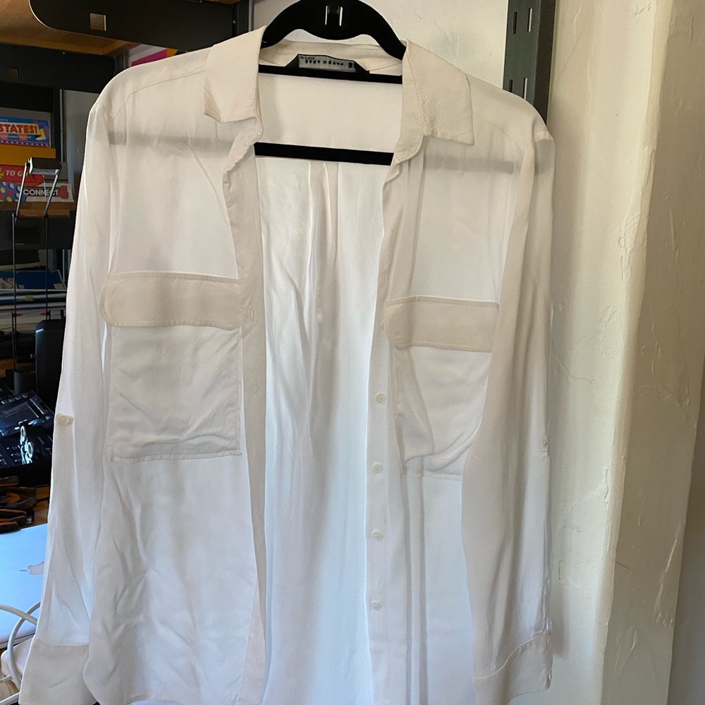 Zara white button down with pockets